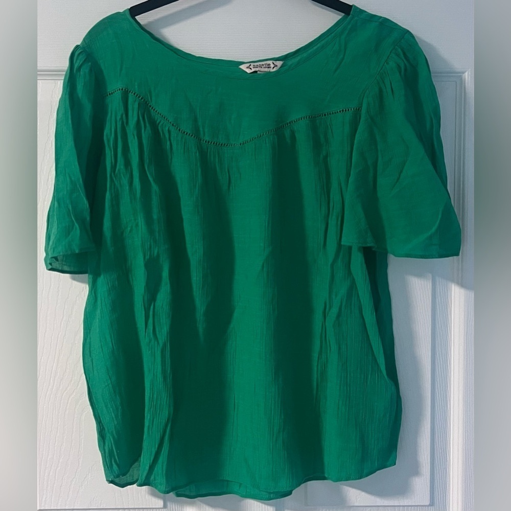 Women's Nanette Lepore Flutter Sleeve Green Blouse